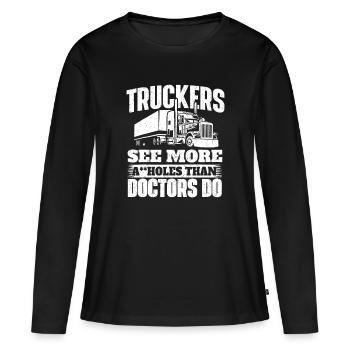 Camionneurs Voir plus - Semi Truck Driver Trucking Tru - T-shirt manches longues Premium bio Femme - noir - Devant - Julia (174cm)