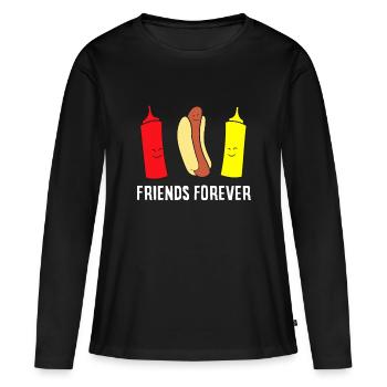 Hot Dog Ketchup Mustard Friends Forever Cute Hotdo - Women's Premium Organic Long Sleeve Shirt - black - Front - Julia (174cm)