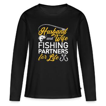 Husband and wife fishing partners for lifefisherma - Women's Premium Organic Long Sleeve Shirt - black - Front - Julia (174cm)