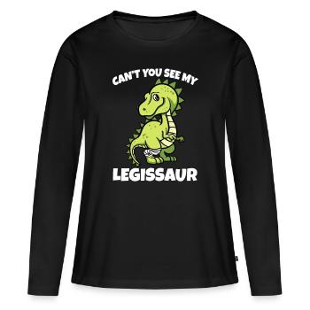 Leggisaurier gebrochene Beinknochen Verletzung Dinosaurier erholen - Frauen Premium Bio Langarmshirt - Schwarz - Vorne - Julia (174cm)