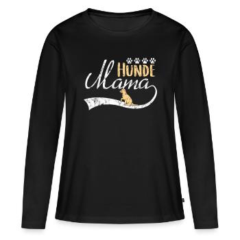 Maman de chien - T-shirt manches longues Premium bio Femme - noir - Devant - Julia (174cm)
