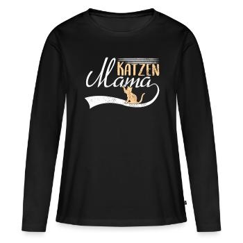 Katzen Mama - Frauen Premium Bio Langarmshirt - Schwarz - Vorne - Julia (174cm)