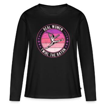 Bâton tournoyant tige tournante - T-shirt manches longues Premium bio Femme - noir - Devant - Julia (174cm)