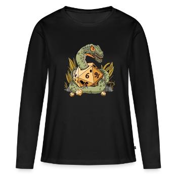 RPG Snake D20 Cube Design pour un RPG GAMER - T-shirt manches longues Premium bio Femme - noir - Devant - Julia (174cm)
