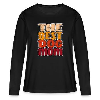 Meilleure maman chien rétro - T-shirt manches longues Premium bio Femme - noir - Devant - Julia (174cm)