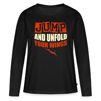 Sautez et dépliez vos ailes tout en - T-shirt manches longues Premium bio Femme - noir - Devant - Julia (174cm)