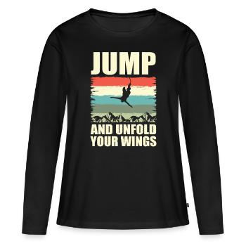 Sautez et dépliez vos ailes Saut à l’élastique - T-shirt manches longues Premium bio Femme - noir - Devant - Julia (174cm)