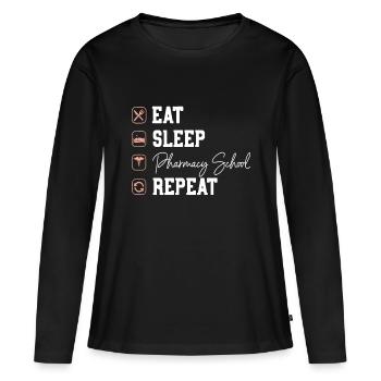 Apotheke Schule Essen Schlaf Wiederholung - Future Pharmaci - Frauen Premium Bio Langarmshirt - Schwarz - Vorne - Julia (174cm)