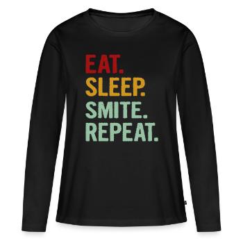 Eat Sleep Smite Repeat Funny RPG Roleplaying Gamer - Women's Premium Organic Long Sleeve Shirt - black - Front - Julia (174cm)