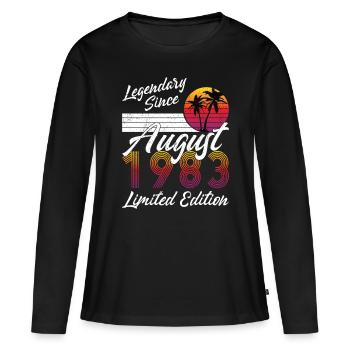 40e anniversaire né en août 1983 Légendaire 1983 - T-shirt manches longues Premium bio Femme - noir - Devant - Julia (174cm)