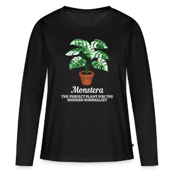 Monstera Modern Minimalist - T-shirt manches longues Premium bio Femme - noir - Devant - Julia (174cm)