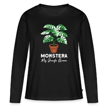 Monstera My Jungle Queen - T-shirt manches longues Premium bio Femme - noir - Devant - Julia (174cm)