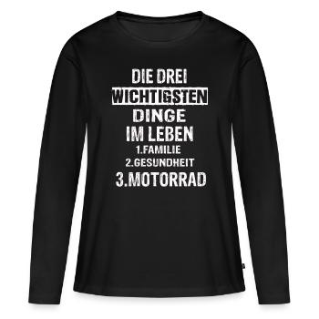 Motorrad - Frauen Premium Bio Langarmshirt - Schwarz - Vorne - Julia (174cm)
