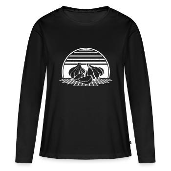Garlic Lover Retro Vintage 80s Style - Women's Premium Organic Long Sleeve Shirt - black - Front - Julia (174cm)