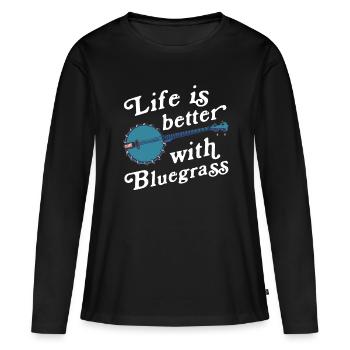 Chemises Banjo Pour Hommes Bluegrass Appalachia Folk - T-shirt manches longues Premium bio Femme - noir - Devant - Julia (174cm)