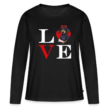 Dachshund Geschenk Dixie Wiener Doxie Dackel - Frauen Premium Bio Langarmshirt - Schwarz - Vorne - Julia (174cm)