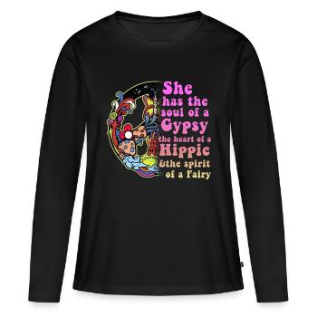 Hippie - T-shirt manches longues Premium bio Femme - noir - Devant - Julia (174cm)