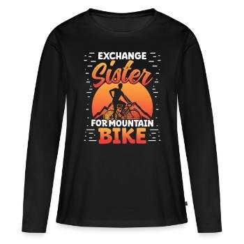 Sœur d’échange pour le vélo de montagne - T-shirt manches longues Premium bio Femme - noir - Devant - Julia (174cm)