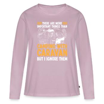 Conception importante du camping en plein air - T-shirt manches longues Premium bio Femme - rose poudré - Devant - Julia (174cm)
