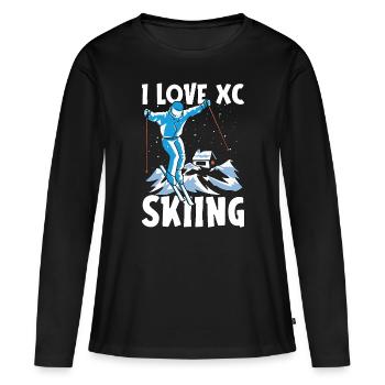 Ski de fond J’adore le ski de fond Sports d’hiver - T-shirt manches longues Premium bio Femme - noir - Devant - Julia (174cm)