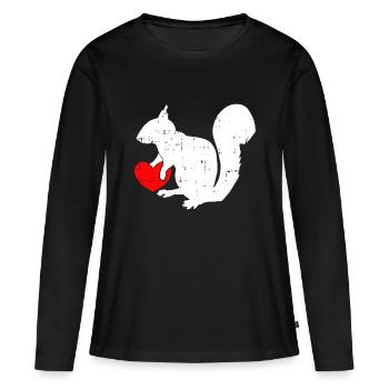 Eichhörnchenherz Valentinstag Süße V-Day Love Boys - Frauen Premium Bio Langarmshirt - Schwarz - Vorne - Julia (174cm)