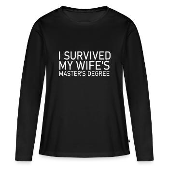 J’ai survécu à la maîtrise de ma femme - T-shirt manches longues Premium bio Femme - noir - Devant - Julia (174cm)