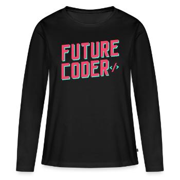 Zukünftiger Coder Coding Code Programmierer - Frauen Premium Bio Langarmshirt - Schwarz - Vorne - Julia (174cm)