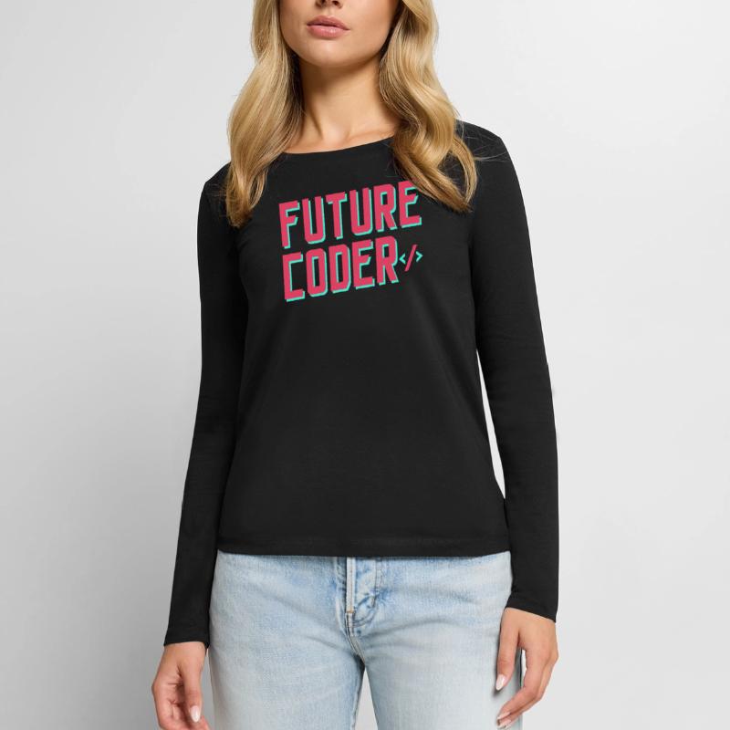 Zukünftiger Coder Coding Code Programmierer Frauen Premium Bio Langarmshirt