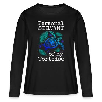 Serviteur personnel de mon chuchoteur de tortue - T-shirt manches longues Premium bio Femme - noir - Devant - Julia (174cm)