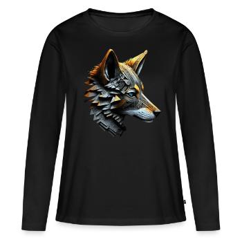 Fuchs Tierliebhaber Tierisch Tier Geschenkidee - Frauen Premium Bio Langarmshirt - Schwarz - Vorne - Julia (174cm)
