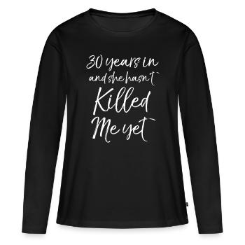 30-jähriges Jubiläum 30 Jahre später und sie hat nicht getötet - Frauen Premium Bio Langarmshirt - Schwarz - Vorne - Julia (174cm)
