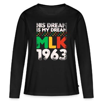 Vintage Son rêve est mon rêve! MLK, Martin Luther - T-shirt manches longues Premium bio Femme - noir - Devant - Julia (174cm)