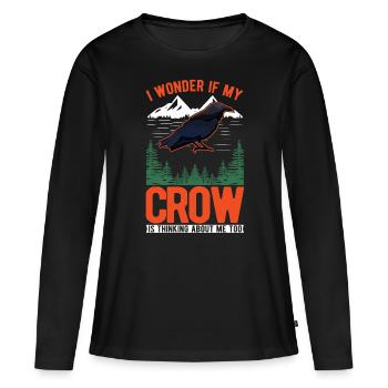 Corbeau Corbeau Corbeau - T-shirt manches longues Premium bio Femme - noir - Devant - Julia (174cm)