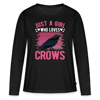 Corbeau Corbeau Corbeau - T-shirt manches longues Premium bio Femme - noir - Devant - Julia (174cm)