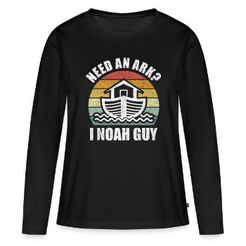 Retro Need an Ark I Noah Guy Idee Christian Giftsb - Frauen Premium Bio Langarmshirt - Schwarz - Vorne - Julia (174cm)