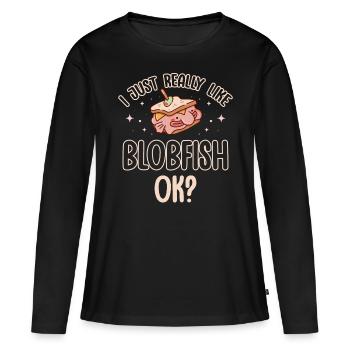 Blobfish Lover Poisson d’eau profonde Animal laid - T-shirt manches longues Premium bio Femme - noir - Devant - Julia (174cm)