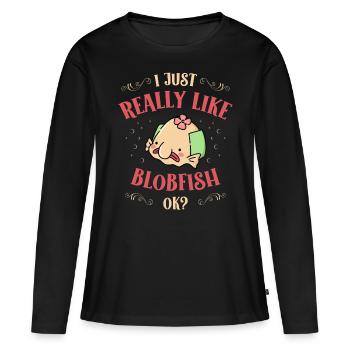 Blobfish Lover Poisson d’eau profonde Animal laid - T-shirt manches longues Premium bio Femme - noir - Devant - Julia (174cm)