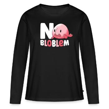 Pas de poisson blob Bloblem Poisson d’eau profonde Moche - T-shirt manches longues Premium bio Femme - noir - Devant - Julia (174cm)