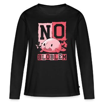 Pas de poisson blob Bloblem Poisson d’eau profonde Moche - T-shirt manches longues Premium bio Femme - noir - Devant - Julia (174cm)