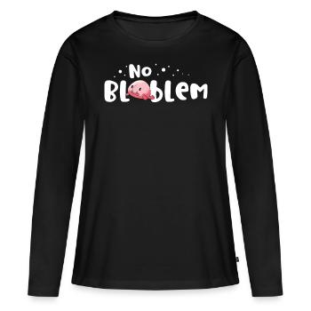 Pas de poisson blob Bloblem Poisson d’eau profonde Moche - T-shirt manches longues Premium bio Femme - noir - Devant - Julia (174cm)