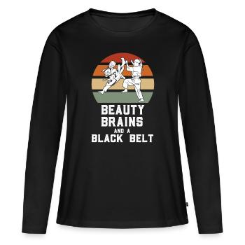 Combattant de judo - T-shirt manches longues Premium bio Femme - noir - Devant - Julia (174cm)