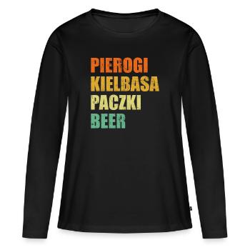 Pierogi Kielbasa - Women's Premium Organic Long Sleeve Shirt - black - Front - Julia (174cm)