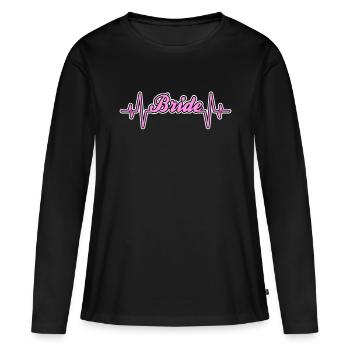Braut bride Herzschlag - Frauen Premium Bio Langarmshirt - Schwarz - Vorne - Julia (174cm)