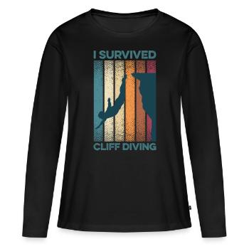 I Survived Cliff Diving Cliff Dive Cliff Jumping T - Women's Premium Organic Long Sleeve Shirt - black - Front - Julia (174cm)