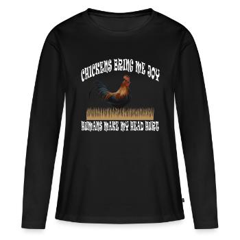 Poulets Éleveur Poulet Poulet - T-shirt manches longues Premium bio Femme - noir - Devant - Julia (174cm)