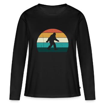 Retro Big Foot - Cool Sunset Bigfoot Lovers Cadeau - T-shirt manches longues Premium bio Femme - noir - Devant - Julia (174cm)