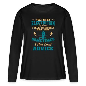 Electrician Electricity Lineman Wiring Electrical - Women's Premium Organic Long Sleeve Shirt - black - Front - Julia (174cm)