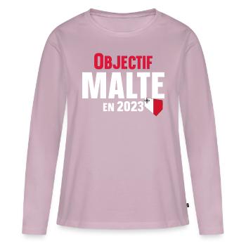 Malte 2023 Maltais Europe Pays Cadeau Humour - T-shirt manches longues Premium bio Femme - rose poudré - Devant - Julia (174cm)