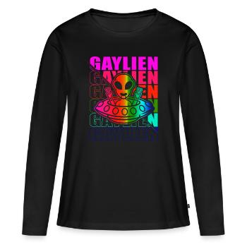 Gender Lesben, Schwule, Trans, Queer Regenbogen - Frauen Premium Bio Langarmshirt - Schwarz - Vorne - Julia (174cm)
