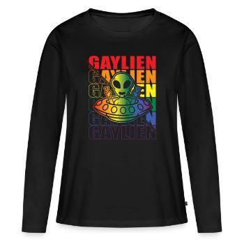 Gender Lesben, Schwule, Trans, Queer Regenbogen - Frauen Premium Bio Langarmshirt - Schwarz - Vorne - Julia (174cm)